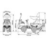 Diagrama de medidas de dumper 1000 kg Wacker Neuson DW10 con tracción 4x4.