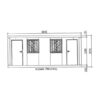 Diagrama frontal Caseta Prefabricada Oficina para Eventos – 2,35 m x 6 m