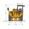 Diagrama técnico del manipulador telescópico JCB 535-125 mostrando dimensiones completas y altura máxima de elevación de 12,27 metros.