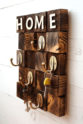 diy colgador llaves madera