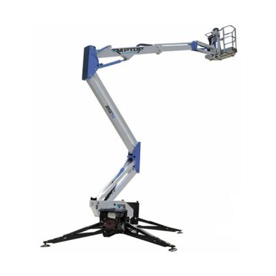 Plataforma elevadora sobre orugas Socage Raptor 15S disponible para alquiler, ideal para trabajos en altura con acceso difícil.