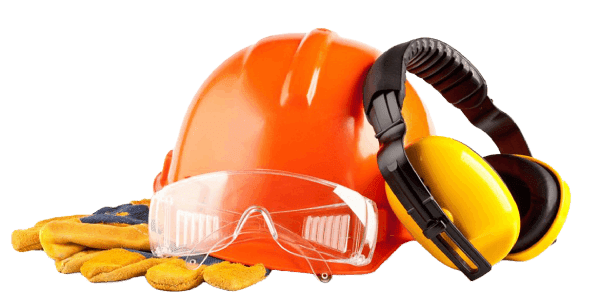 Equipos de protección individual: casco, gafas, guantes y auriculares